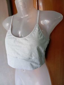 Grey Ribbed Sports Bra