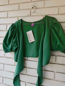 Elegant Green Tie-Up Blouse crop