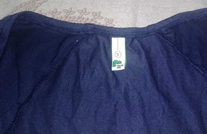 Newme Navy Colorblock Square Neck Crop Top