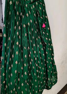 Elegant Green lehanga with Pink Motifs