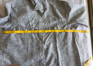 Grey Pure Linen Collared Shirt