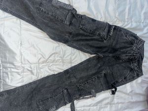 Gray Wash Cargo Pants