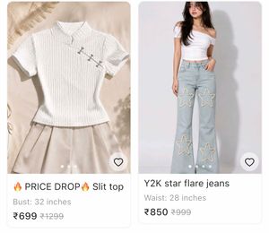 COMBO SLIT TOP AND Y2K JEANS