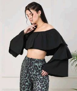 Chic Off-Shoulder Ruffle Crop Top