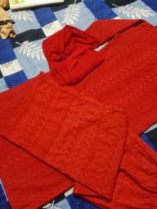 Red chikankari kurta set