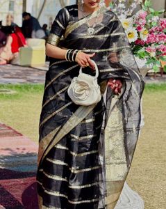 Elegant Black &amp; Gold Saree