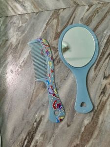 Cute Blue Handheld Mirror