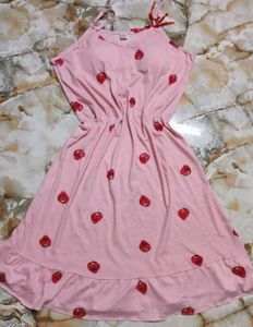 Cute Pink Strawberry Print Nightgown