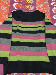 Striped Knit Pullover Sweater