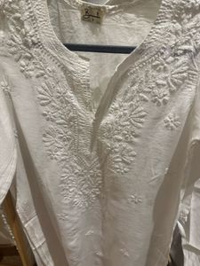 Elegant White Embroidered Modal Kurta Set