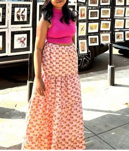 Tiered Print Maxi Skirt