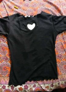 Cute Black Heart Cutout Top