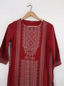 Elegant Maroon Kurti with Golden Print