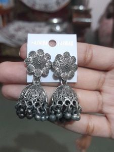 Silver Oxidized Jhumka Earrings