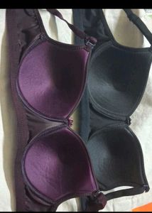 Comfortable Bra Set - Black &amp; Burgundy