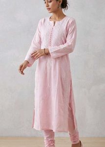 Chikankari Kurta - Pastel Pink