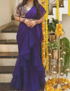Ruffles organza chinnon flared ONLY saree