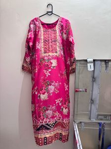 Vibrant Pink Floral Kurta Set with Dupatta