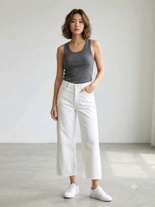 Authentic Ralph Lauren White Wide-Leg Raw