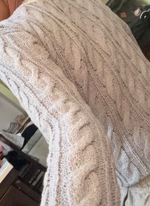 Light Blue Cable Knit V-Neck Sweater