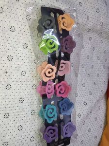 Colorful Flower Hair Clips - Set of 10