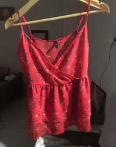 Chic Red Floral Peplum Top
