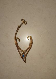 Unique Wire-Wrapped Ear Cuff with Blue Gem