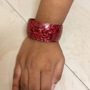 Red Textured Bangle Bracelet