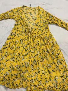 Yellow Floral Print Maxi Dress