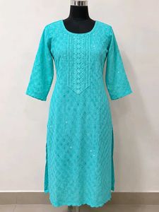Beautiful Turquoise Chikankari Kurta