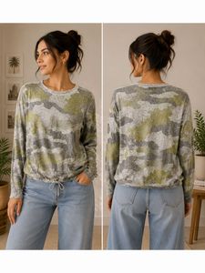 Camouflage Print Long Sleeve Top
