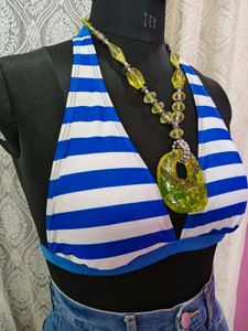 Striped Halter Bikini Top