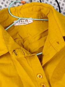 Mustard Yellow Collared Button-Up Shirt