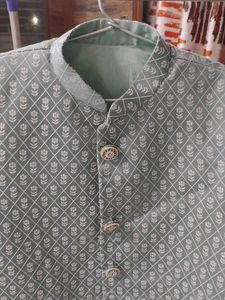 Men's Light Blue Jacquard Kurta