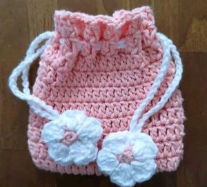 Handmade Crochet Pouch with Floral Design
