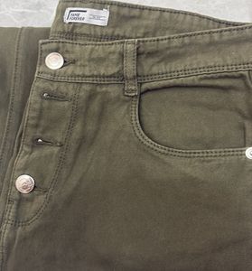 Olive Wide Leg Cropped Jeans