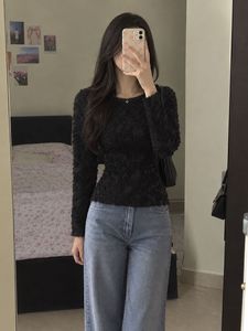 Black Textured Sheer Top