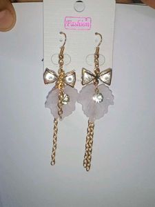 Korean Earring..Teal Flower Tassel Drop Earrings