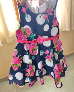 Navy Floral &amp; Polka Dot Dress