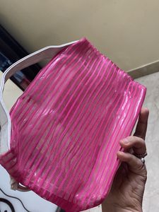 Elizabeth Arden Hot Pink And White Cosmetic Pouch