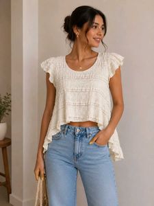 Elegant Cream Lace Tunic Top