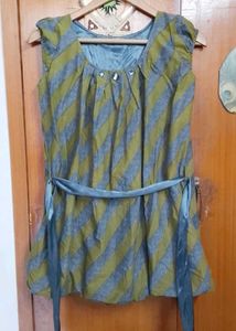 Double Layered Striped Top with Belt