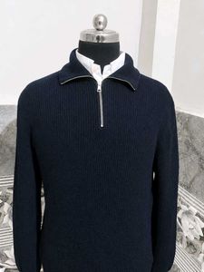 Men's Navy Blue Zipper Sweater