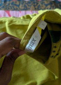 Yellow Printed Cotton Kurta