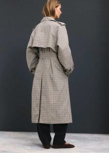 Unisex Vintage Checked Trench Coat