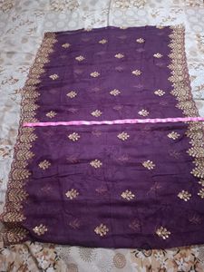 Beautiful Purple Embroidered Crepe Suit Set