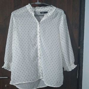Today's offer--Sheer White Polka Dot top