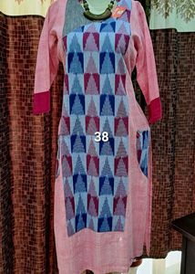 New Pink Ikkat Cotton Kurta