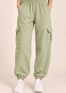 Warm Sage Green Cargo Joggers