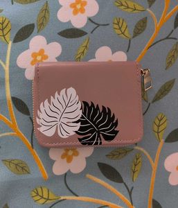 Cute Leaf Print Zip Around Wallet